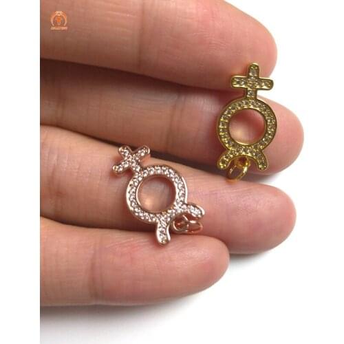 5pcs CZ Gold Silver Brass Female Symbol Pendant Female Symbol Pendant Necklace For Women Venus Symbol Charms Jewelry Making Y