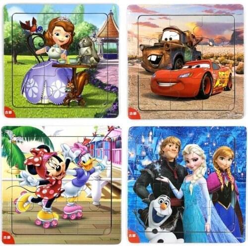 9pcs /16pcs Disney Frozen Jigsaw Puzzle Wooden Toys For Children Animal Traffic Educational Toys For Children