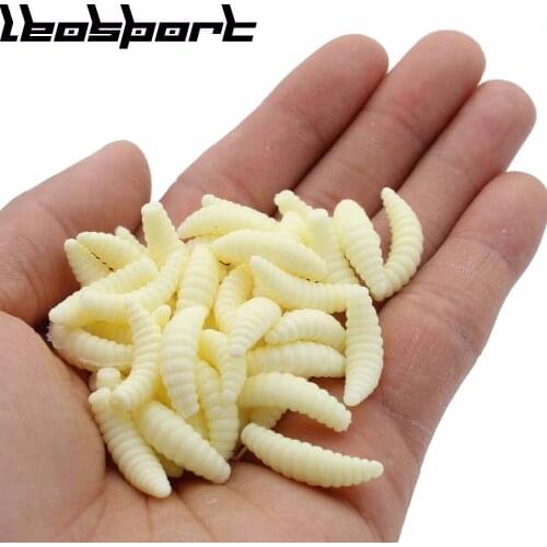 Brand Promotion!! HOT SELL!! 50PCS 2cm 0.3g maggot Grub Soft Lure Baits smell Worms Glow Shrimps Fishing Lures Lure Set