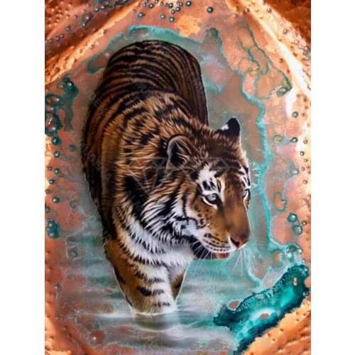 Diy Diamond Painting Oil Painting Animal Tiger Simple Handmade Diamond Round Diamond Square Diamond Acrylic Home Decoration