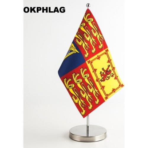 British Royal family Islands table desk Flag with silver flagpole base country banners 14*21CM for Office House Party