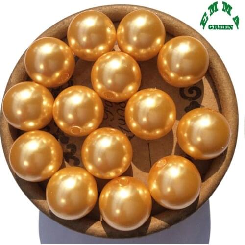 Bead Pearl Beads for Jewelry making A03 Mustard 6mm to 30mm Loose Round Acrylic Beads Pearl Beads for Kids Chunky Beads for diy