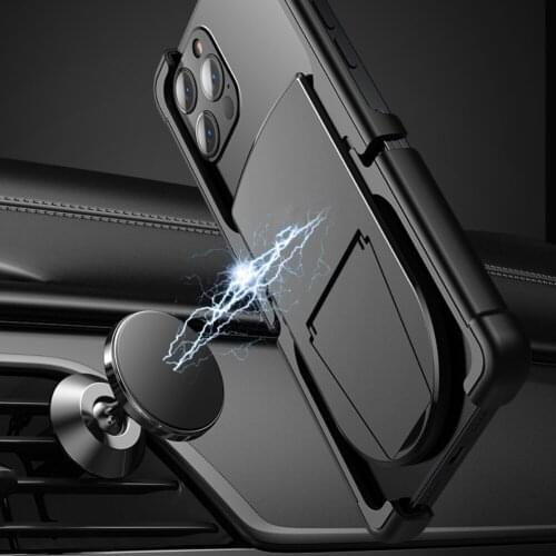 Magnetic Car Holder Case for iPhone 13 Mini 12 11 Pro Max XS X XR 7 8 6S Plus Case Shockproof Antifall Rimless Hard Cover