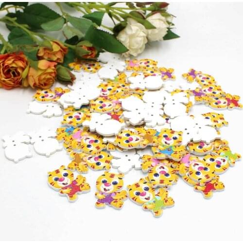 40pcs Mix color tiger Decorative Buttons Sewing Scrapbooking Wooden Buttons for decoration Crafts Scrapbook Accessories