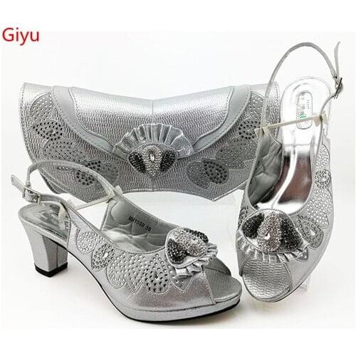 Doershow 2019 New African shoe and bag set for party Italian shoe with matching bag new design ladies bag with stones!SBZ1-25