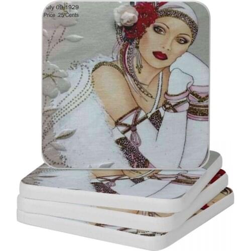 FLAPPER WORLD Vintage 1929 Natural Diatomite Square Round Coaster Non-slip Cup Bonsai Mat Soap Toothbrush Pad Wholesale 10x10cm