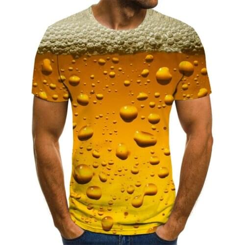 Beer 3D Printing T-shirt French Fries Funny Novelty T-shirt Short Sleeve Unisex T-Unisex Clothing Boys and Girls