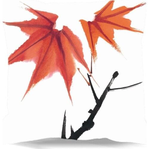 Chinese watercolor painting of flowers throw cushion cover For home car sofa decor Square Cotton polyester soft pillow cover