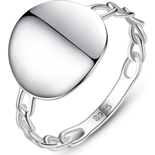 EAMTI Simple 925 Sterling Silver Ring for Women Round Silver Shiny Rings Jewelry Unique Ring Girls Anniversary anillos mujer