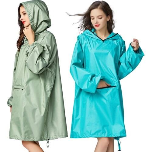 Overall Rain Coat Adult Hooded Winter Rain Jumpsuit Lightweight Bat Big Long Sleeve Poncho Travel Cloak Plastic Trench Rainwear
