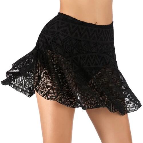 Sexy Womens Lace Short swim Skirt with bottom Bikini tankini Bottoms Solid High Waist Swimsuit Female Quick Dry beach Swimming