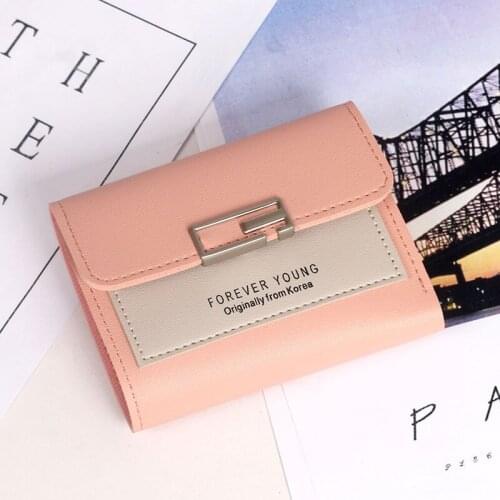 2019 Short Womens Wallet PU Leather Stitching Female Wallet Trend Personality Coin Purse Cute Mini Womens Wallets