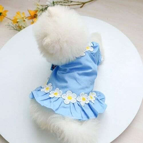 Red plaid cardigan dog clothing flower puppy french bulldog dress skirts spring summer pets clothes for small dogs cats skirt