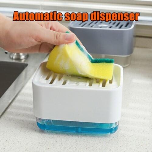 Kitchen Automatic Liquid Soap Dispenser Box Press-type Scouring Pad Sponge Holder Soap Dispenser Case S55