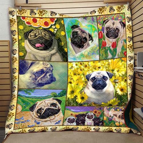 Cute Pug Quilt Country Style Fresh High End Kids School Adults Bed Summer Autumn Soft Floral Quilt Hot Sales Dropshipping