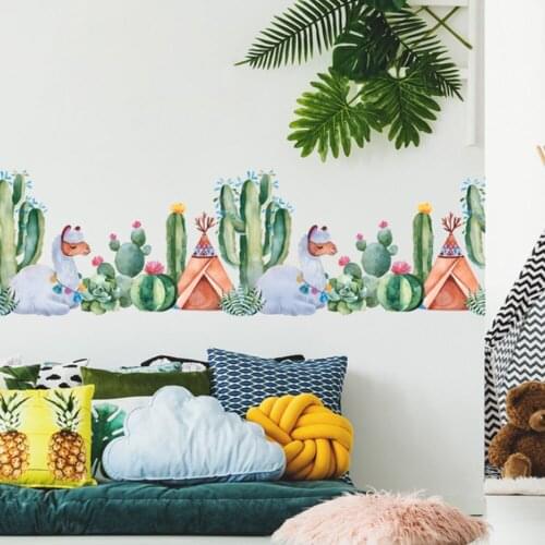 Cute Cactus Lamb Wall Stickers for Childrens Room Decor Living Room Bedroom Decoration Nursery Decals Self-adhesive Stickers