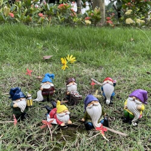 New 7PCS Mini Dwarf Figurine Outdoor Miniature Garden Dwarf Ornaments Handicraft Flower Pot Accessories Elf