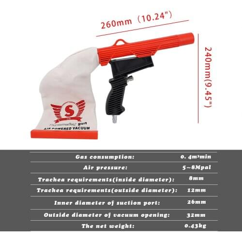 Multifunctional Pneumatic Spray Vacuum Gun High Filtration Collection Bag Suction Cleaning Device Air Powered Car Tire Tool