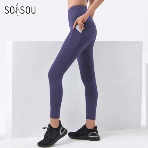 SOISOU 2021 Summer New Leggings pantalones de mujer Fitness Sport Gym Multifunctional Pocket Yoga Pants Leggings Women Exercise