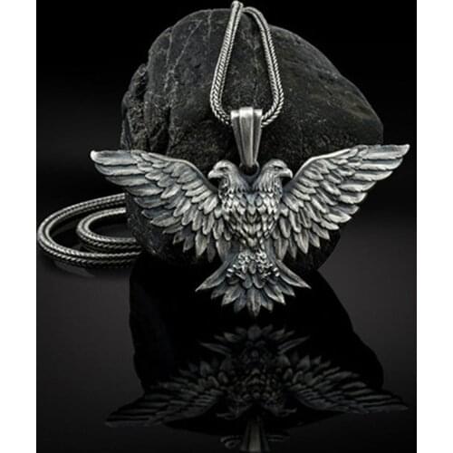 New ins style double-headed eagle pendant mens hip-hop necklace punk jewelry animal fashion pendant accessories