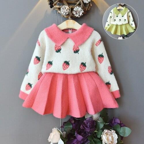 Baby girl clothes tassel knitted sweater baby warm knit sweater suit baby girl clothes round neck knitted sweater two-piece set