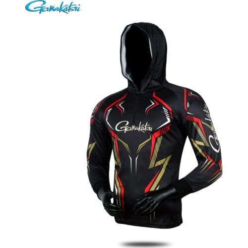 Gamakatsu Fishing Clothing Long Sleeve Summer Quick-Drying Clothes Breathable Anti-UV Sun Protection TShirt Hooded Fishing Shirt