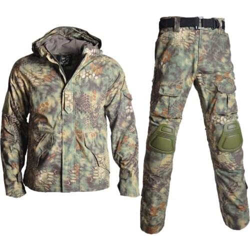 Hunting Jackets+ Pants Windproof Tactical Cargo Coat Airsoft Jacket Multi-Pocket Camouflage Winter Men Jacket Tactical Clothing