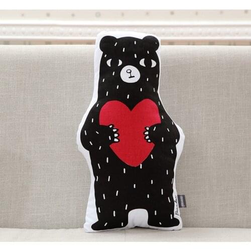 South Korea Ins Pillow Three-Dimensional Dull Cute Cute Shape Comprehensive Black White Bear Pillow Valentines Day Couple Gift