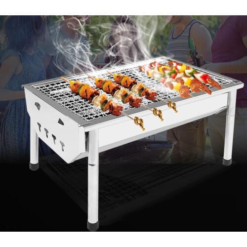 Stainless Steel BBQ Grill Portable BBQ Grill Folding Barbecue Grill Stainless Steel Charcoal BBQ Grill Outdoor Cooking Camping