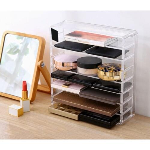 Clear Acrylic 8 Grid Makeup Organizer Storage Box Women Powder Lipstick Eye Shadow Display Stand Holder Cosmetic Display