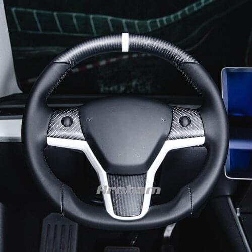 Carbon Fiber Steering Wheel With Leather Replace High Quality Auto Parts For Tesla Model Y Model 3 2017 2018 2019 2020 2021