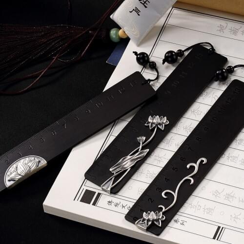 S925 Sterling Silver Retro Ebony Lotus Matte Unique Bookmark Business Gifts