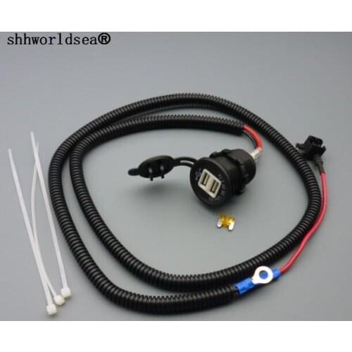Shhworldsea 1/2/5/100set 1M 1.5mm2 Dual USB Charger Adapt Car Cigarette Cigar Lighter 12V Extension Micro Fuse Tap Holder Lead