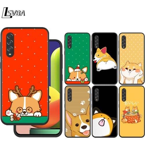 Corgi Dog Cute Cartoon for Samsung Galaxy A90 A80 A70 A60 A50 A40 M30 A20E A2Core A10S A10E Silicon Soft Black Phone Case