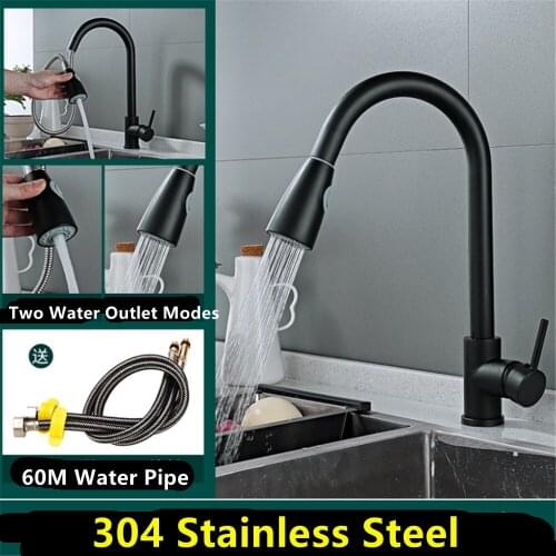 Bathroom Faucets Pull-Out Kitchen Sink Faucet 360 Degree Rotating Taps with Ceramic Filter Core Stainless Steel Hot Cold Mixer