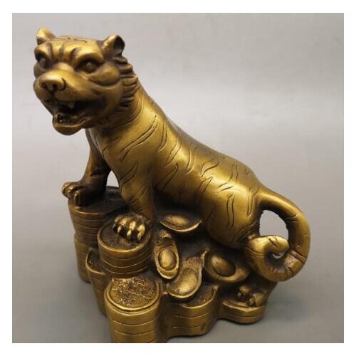 Old China antique Qianlong brass Twelve The Chinese Zodiac Tiger Carve image