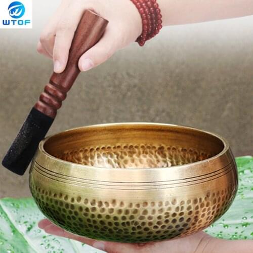 Nepal handmade Tibet Buddha sound bowl Yoga Meditation Chanting Bowl Brass Chime Handicraft music therapy Tibetan Singing Bowl