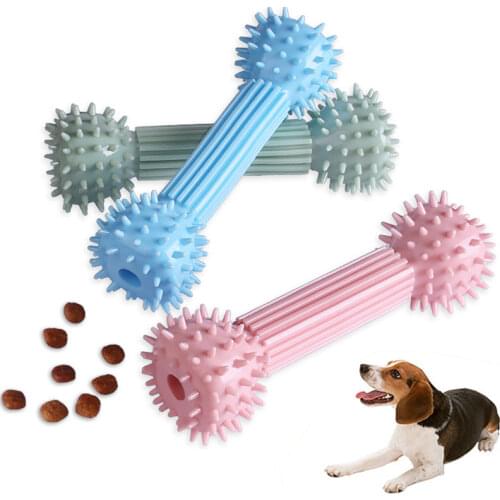 TPR Dog Chew Toys Funny Molar Teeth Pet Products for Medium Dogs Dumbbell Shape Dog Toothbrush Bite Resistant Puppy Accessories