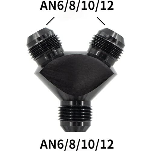AN6 AN8 AN10 AN12 Aluminum Y Block Adapter Fittings Adaptor Black Y Type Oil Pipe Joint