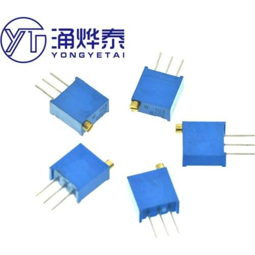 YYT 10PCS 3296W 3296 50 100 200 500ohm 1K 2K 5K 10K 20K 50K 100K 200K 500K 1M 103 100R 200R 500R Trimpot Trimmer Potentiometer