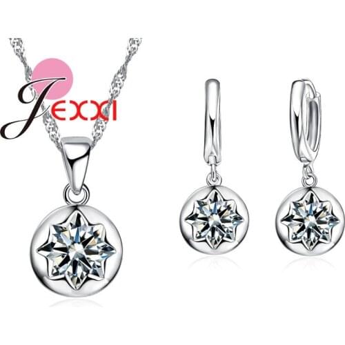 Wholesale Hot Selling Women/Girl Jewelry Sets High Quality Shiny Cubic Zirconia 925 Sterling Silver Necklace & Earrings