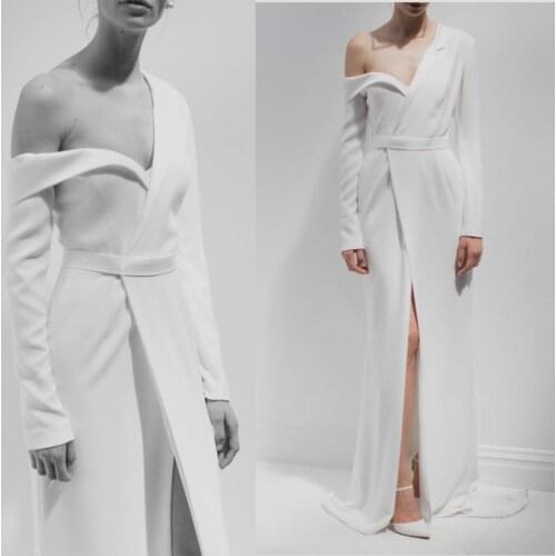 New Arrival Ivory Evening Dress 2020 Formal vestido noiva sereia Prom Party Gown robe de soiree Luxury Frock Sexy Side Slit