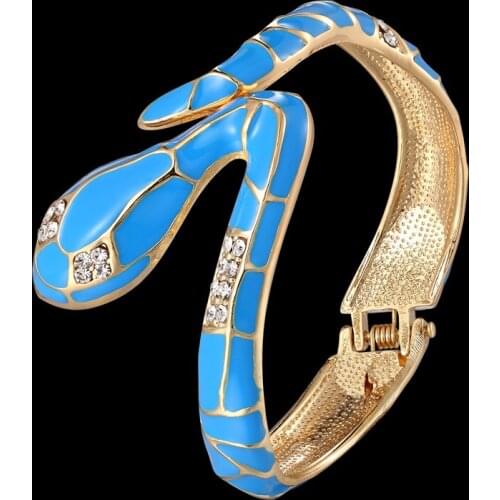 Zlxgirl Luxury Brand Enamel Snake animal bangles for women party gifts Fashion Rhinestone Bangle&bracelet Wedding Accessory