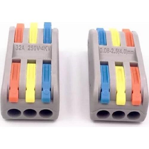 100PCS/Lot wire connectors Quick installation SPL-2 SPL-3 Compact Wiring Conductor Terminal 0.08-2.5mm2 three in and three out