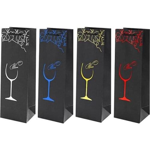 12Pcs Kraft Paper Wine Bags Gift Bag Red Wine Gift Bags Single Bottle Tote Wine Hand Bag Carry Bag Organizer Bags (Random Color)