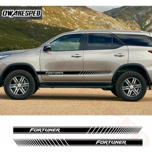 2PCS Both Side Door Decor Stickers For-Toyota Fortuner Car Side Stripes Skirt Decals Auto Body Sport Stickers Vinyl Decals