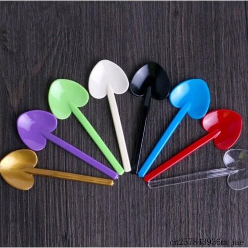 2000 Pcs Disposable Colorful Spoon Heart-shaped Shovel Love Dessert Spoons Ice Cream Spoon