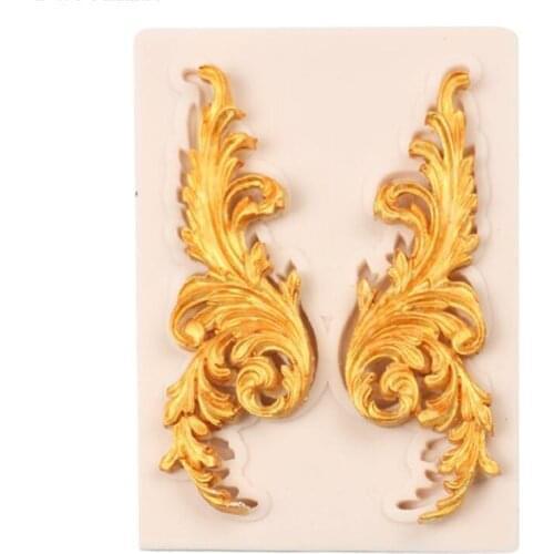 Baroque Scroll Corner Relief Silicone Lace Mold Cupcake Topper Fondant Cake Decorating Tools Candy Chocolate Gumpaste Mould