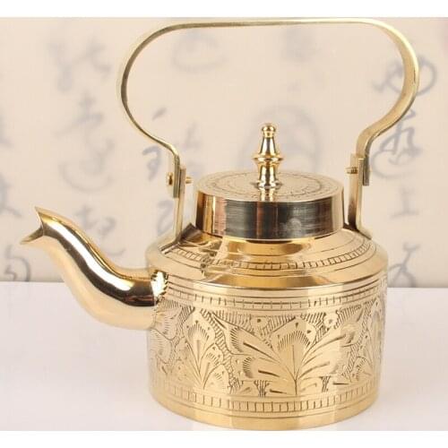 Origin of India handmade tea set retro health household teapot handmade thick copper tea pot pure brass water kettle