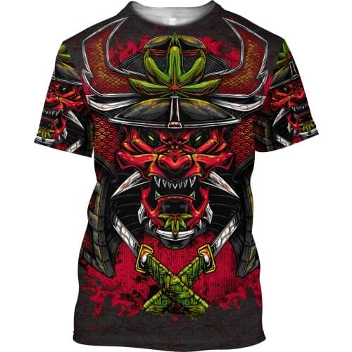 Men 3D Print t-shirts Beautiful Samurai Tattoo Carp Fishing Hip Hop tshirt Summer Short Sleeve Tee Harajuku Punk Wome Unisex 04